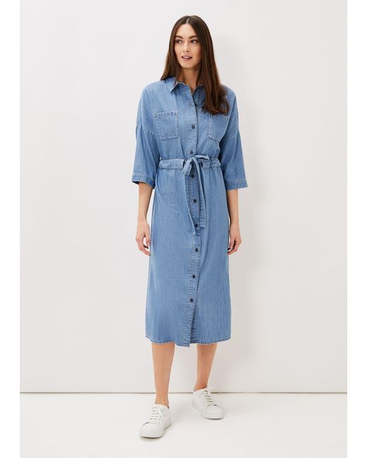 Phase Eight Blue Louella Tie Shirt Dress