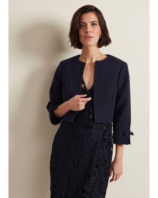 Phase Eight Blue Zoelle Bow Jacket