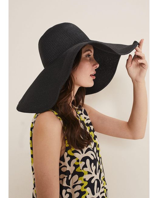Phase Eight Black Oversized Straw Hat