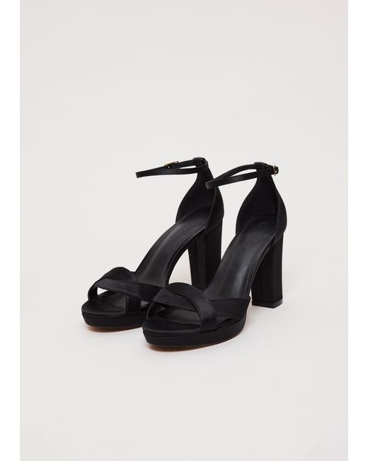 Phase Eight White Satin Twist Front Platform Sandal