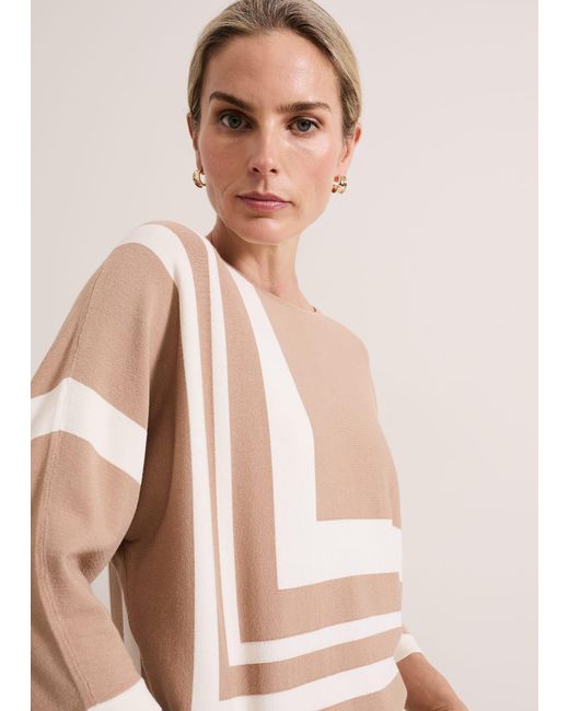 Phase Eight White Geri Geo Lined Knit Top
