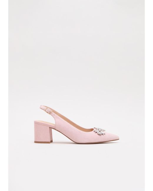 Phase Eight Pink Sparkle Slingback Block Heel Shoes