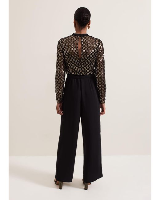 Phase Eight Black Amelia Sequin Bodice Jumpsuit