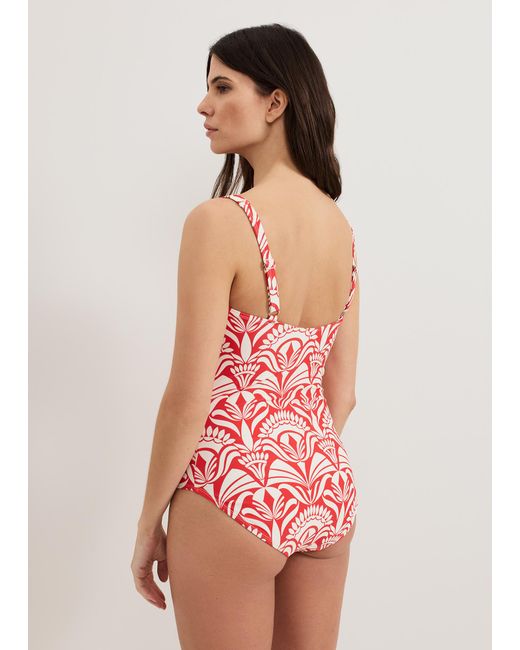 Phase Eight Red Tile Print Swimsuit