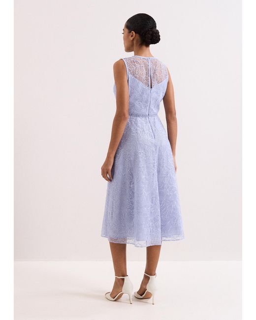Phase Eight Purple Sakura Embroidered Midi Dress