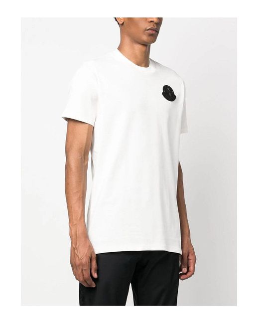 Moncler Lightweight Cotton Crewneck T Shirt in White for Men | Lyst UK