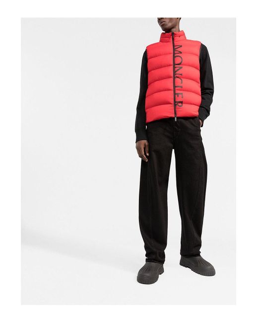 moncler red gilet mens