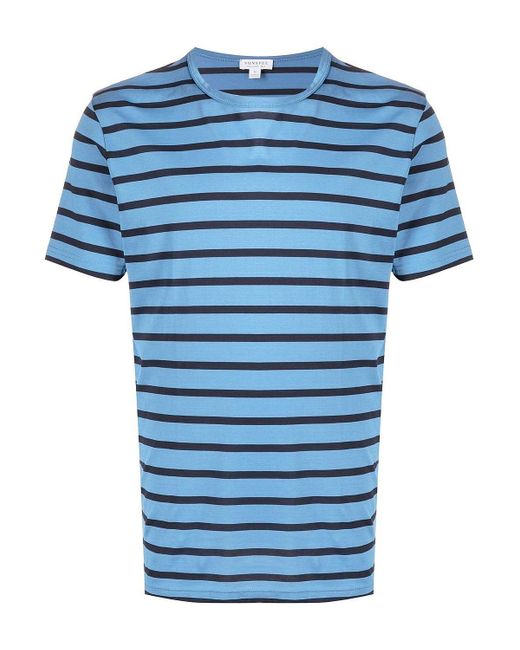Sunspel Ss Crew Neck Breton Stripe T-shirt in Blue for Men - Save 21% ...