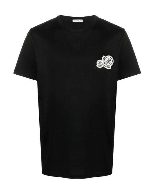 Moncler Double Keyhole Logo T-shirt in Black for Men | Lyst