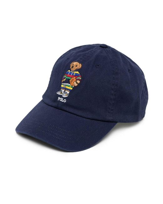Polo Ralph Lauren Leather Classic Sports Cap Active Bear in Navy (Blue