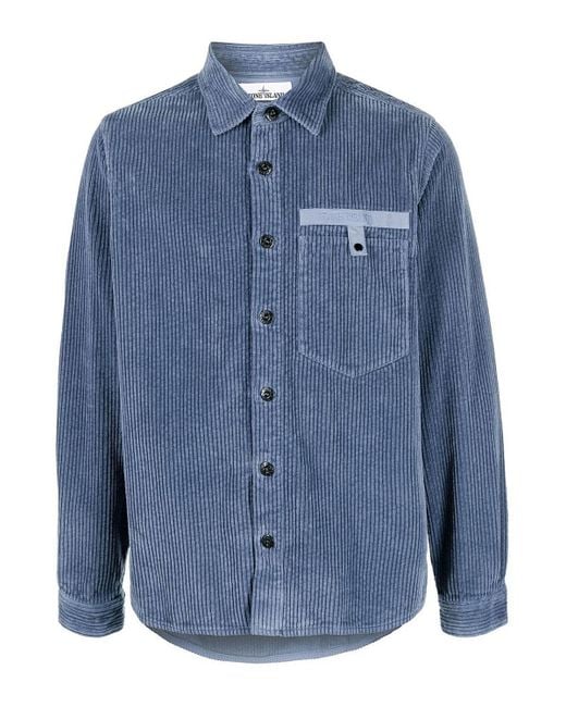 Stone Island Corduroy 400, Garment Dyed Overshirt in Blue for Men | Lyst