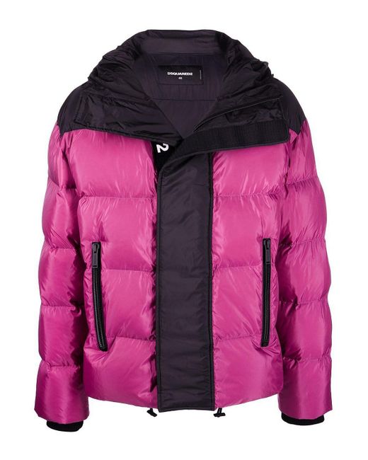 DSquared² Hood Puffer Jacket in Pink for Men | Lyst