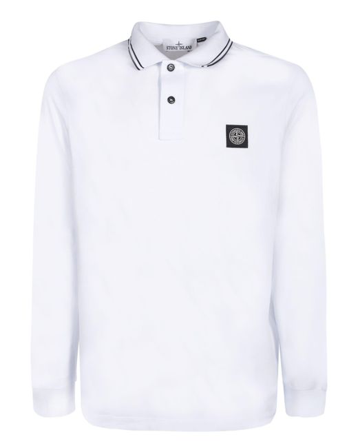 Mens white stone island polo cheap
