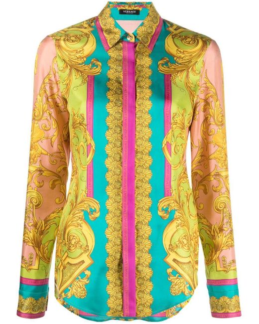 pink versace silk shirt