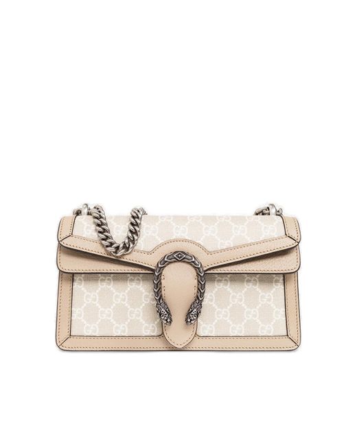 Dionysus GG small rectangular bag in beige and white canvas