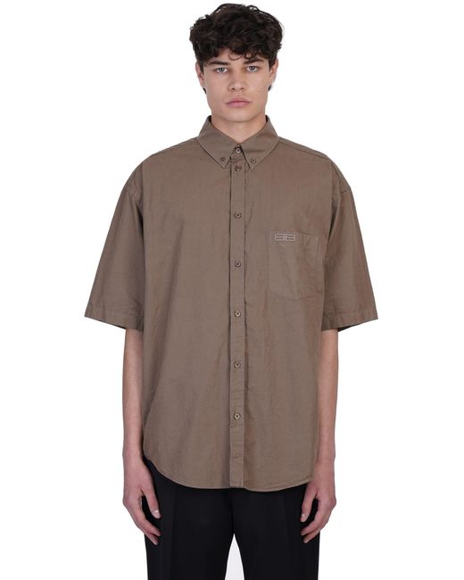 Balenciaga Shirt In Synthetic Fibers in Taupe (Brown) for Men - Save 49 ...