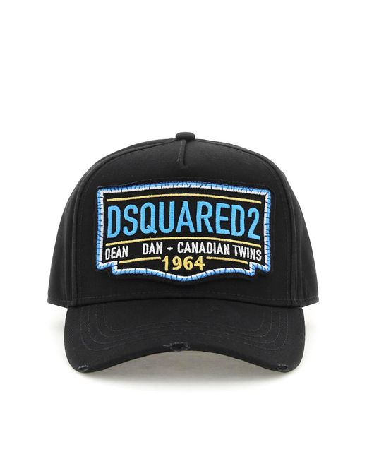 DSquared² Patch Logo Baseball Cap in Black for Men | Lyst