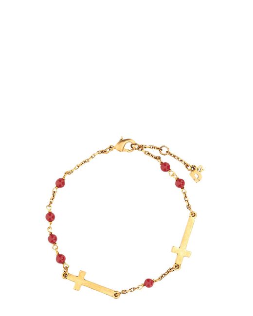 for Men Mens Bracelets DSquared² Bracelets Brown DSquared² Jesus Bracelet W/ Resin Beads in Gold/Red 