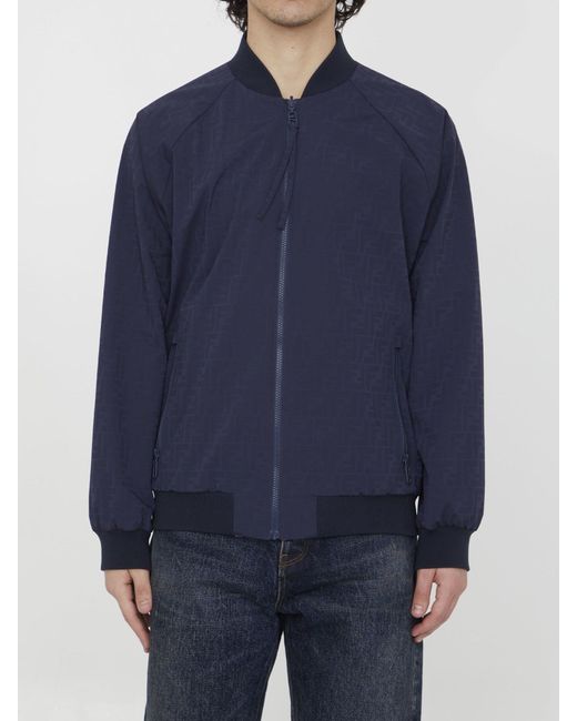 Fendi Reversible Bomber Jacket In Nylon in Blue for Men | Lyst