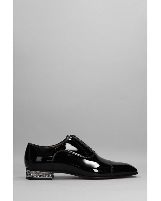 Christian Louboutin Greggyrocks Lace Up Shoes In Black Patent Leather