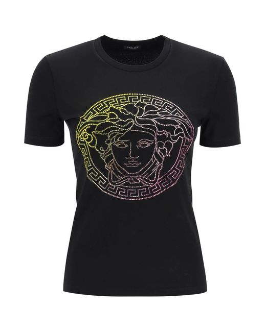 Versace Tshirt With Crystal Medusa in Black Lyst