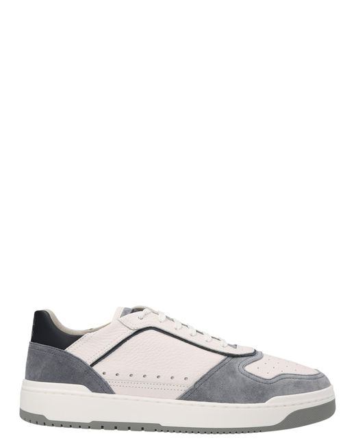 Brunello Cucinelli Basket Trainers In Grained Calfskin And Washed Suede