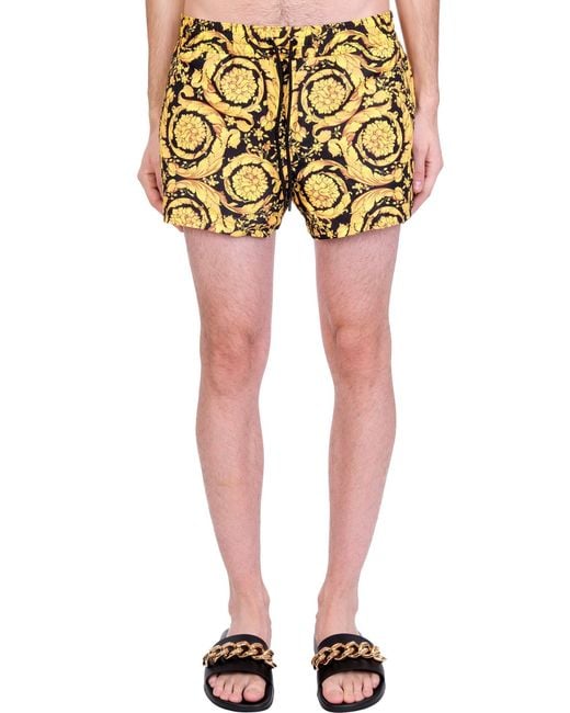 Versace Synthetic Beachwear In Black Polyester - Men in Black/Yellow ...