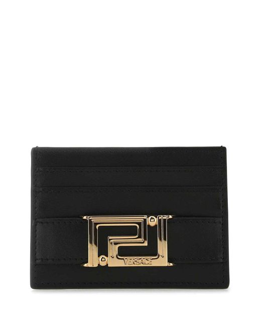 Versace Leather Greek Goddess Card Holder in Black | Lyst