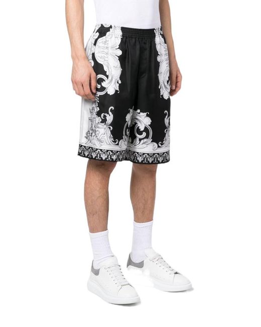 Versace Cotton Baroque-print Bermuda Shorts in Black for Men Mens Clothing Shorts Bermuda shorts 