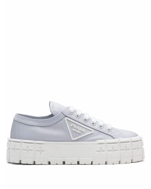 Prada Cotton Double Wheel Sneakers in Light Blue (Blue) - Save 39% - Lyst