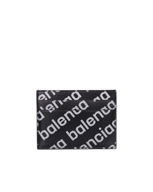 Balenciaga Leather Cash Logo Print Cardholder - Men in Black for Men - Lyst
