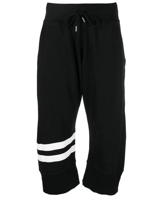 DSquared² Black Cotton Cropped Track Pants Women Lyst