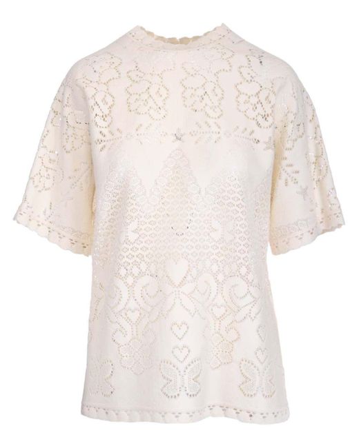Valentino Cotton Macramé Short-sleeved 