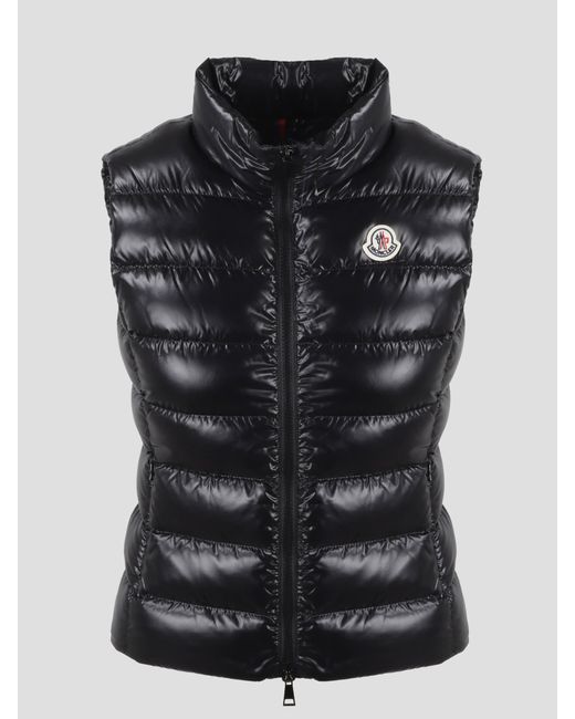 Moncler Ghany Quilted Shiny Vest in Black | Lyst UK