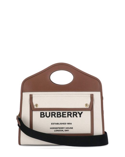 Burberry Pocket Two-tone Small Tote Bag | Lyst