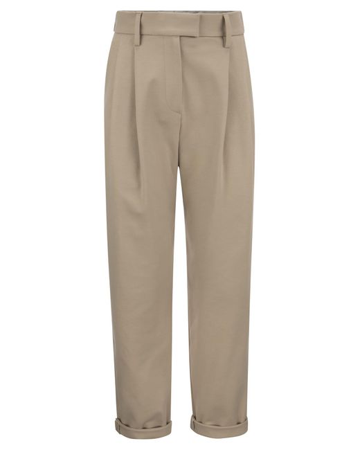 Brunello Cucinelli Baggy Sartorial Trousers In Stretch Cotton Interlock ...
