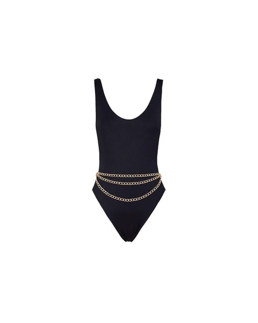 Palm Angels Ekaterina One Piece Swimsuit With Jewel Belt in Blue Lyst