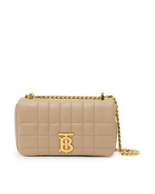 Burberry Quilted Leather Lola Mini Bag in Natural