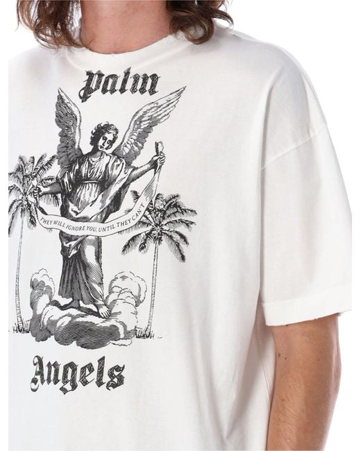 Palm Angels Branded-print Short-sleeved Cotton-jersey T-shirt X in White  for Men