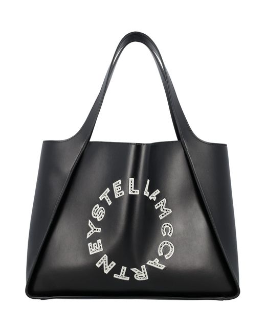 Stella McCartney Broderie Anglais Logo Tote Bag in Black | Lyst
