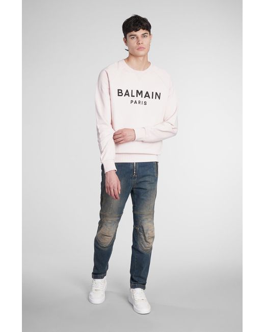 Balmain Sweatshirt In Rose-pink Cotton in White for Men - Save 52% | Lyst
