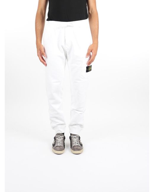 Stone Island Fleece Pants Sweatpants in White for Men - Save 35% | Lyst