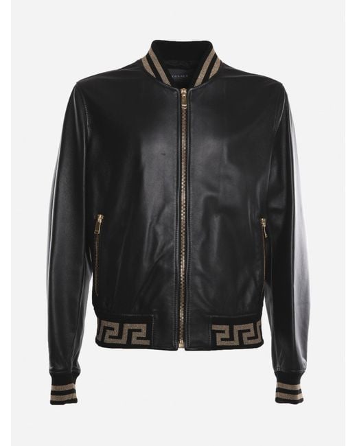 Versace Leather Jacket With Contrasting 
