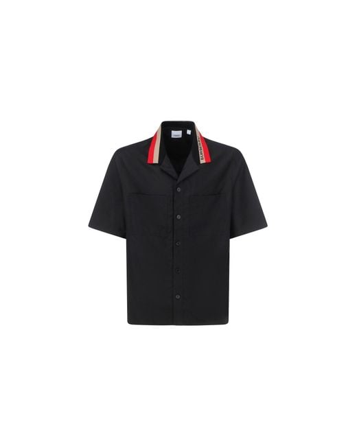 mens black burberry polo