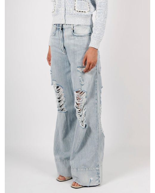 Givenchy Destroyed Denim Oversize Jeans in Blue | Lyst