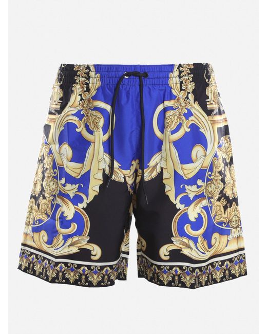 Versace Synthetic Nylon Swim Shorts With All-over Barocco Print - Men ...