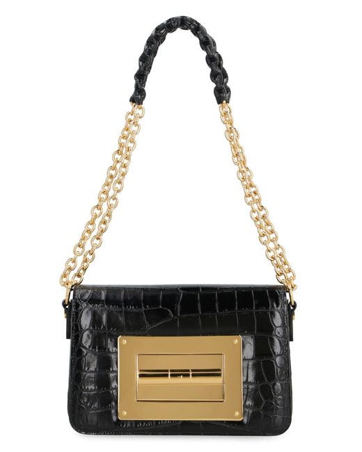 Tom Ford Natalia Leather Shoulder Bag in Black | Lyst