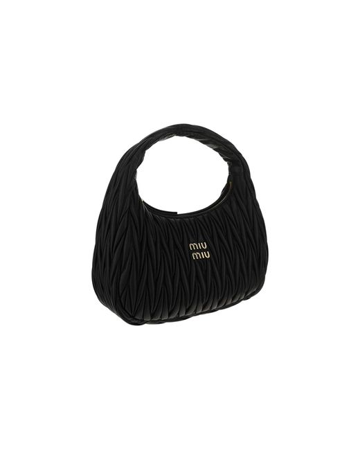 Miu Miu Wander Matelasse Link Shoulder Bag in Nero, Black. Size all.