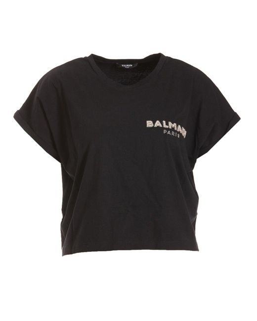 - Save 62% Womens Tops Balmain Tops Black Balmain Logo T-shirt in White 