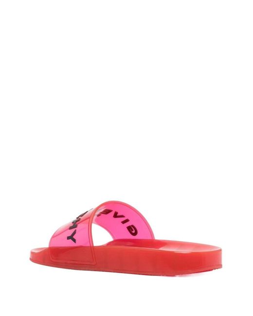 Givenchy Logo-print Slides in Red slides and flip flops Givenchy Sandals Pink slides and flip flops Save 51% for Men Mens Sandals 